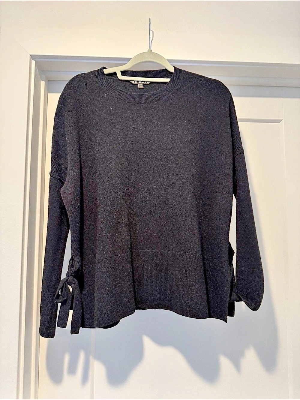 Athleta  Black Side-Tie Crewneck Sweater